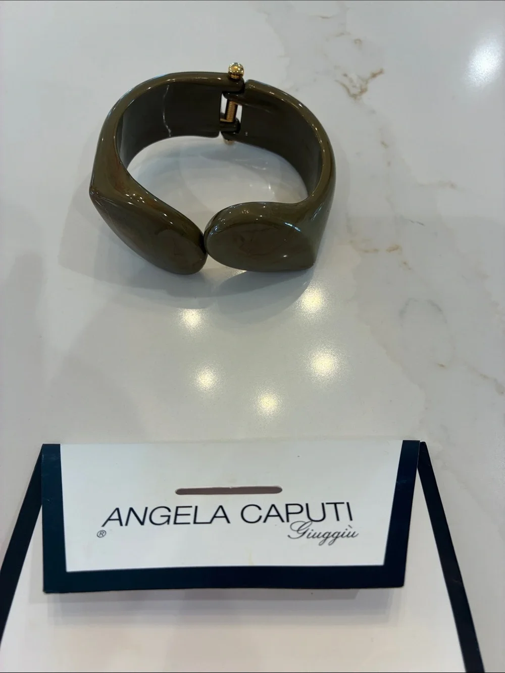 Olive Green Resin Cuff Bracelet